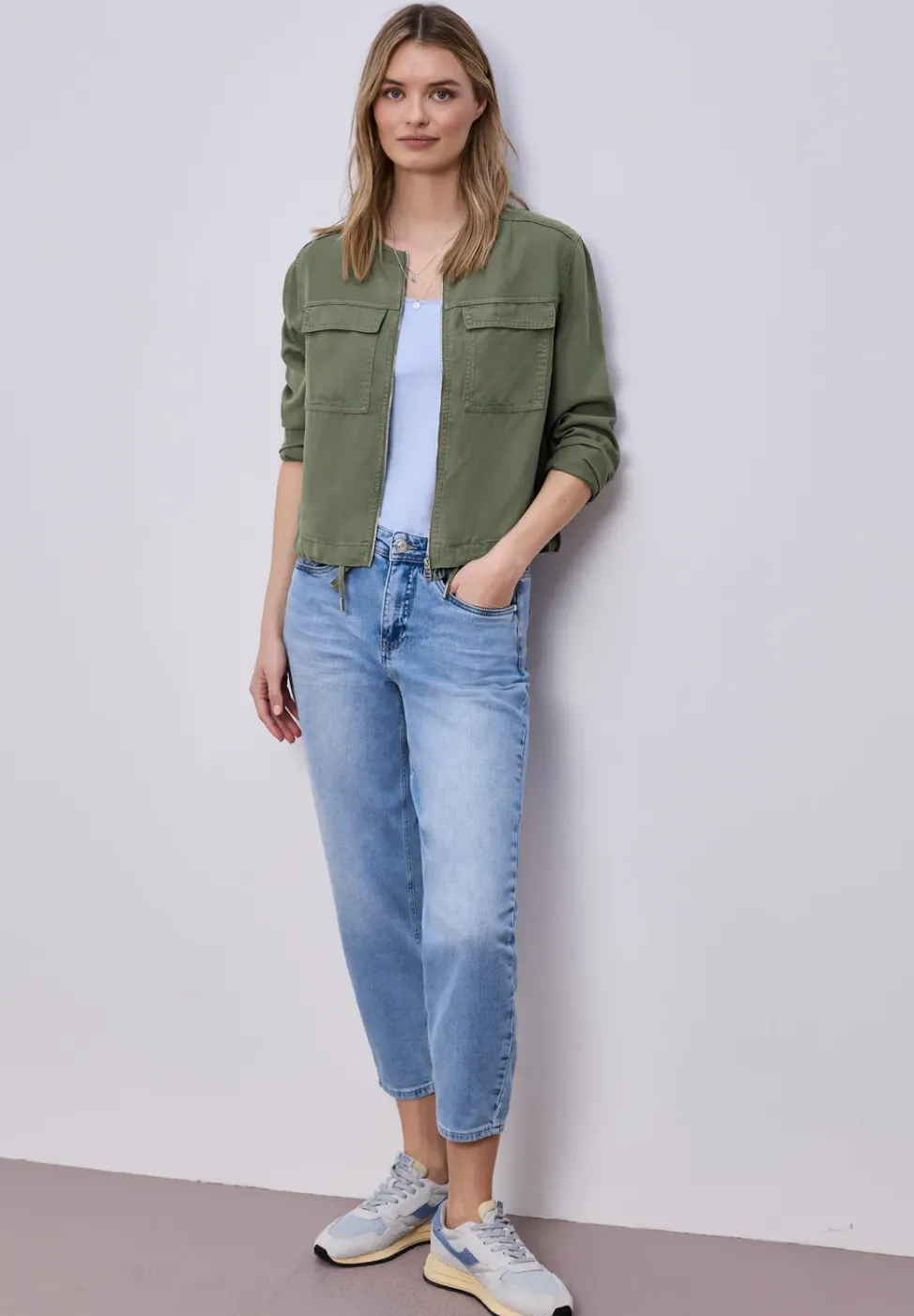 Jacke im Washed-Look mit Tunnelzug
