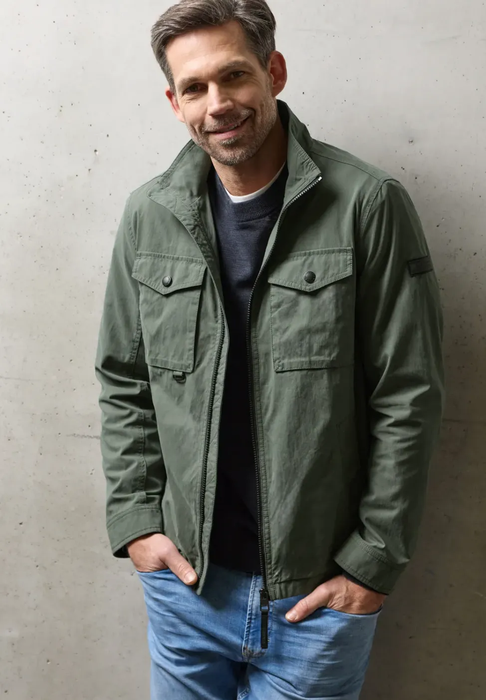 Jacke mit Stehkragen im Washed-Look