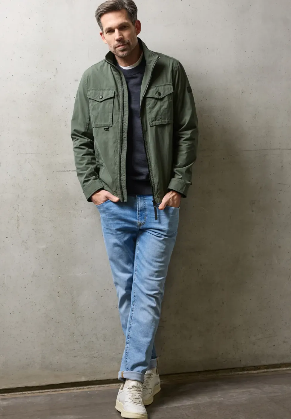 Jacke mit Stehkragen im Washed-Look