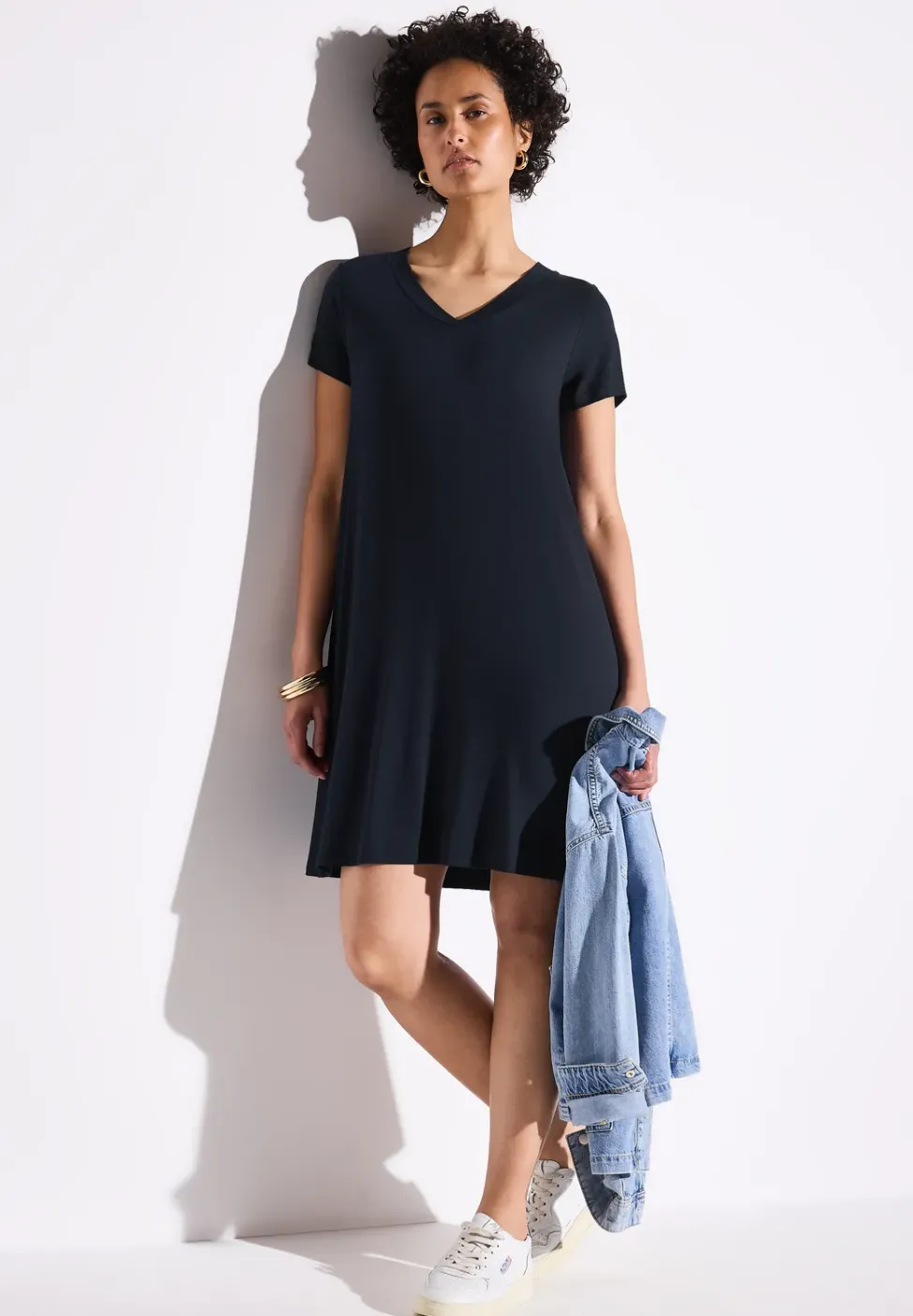 Jersey-Kleid in Unifarbe