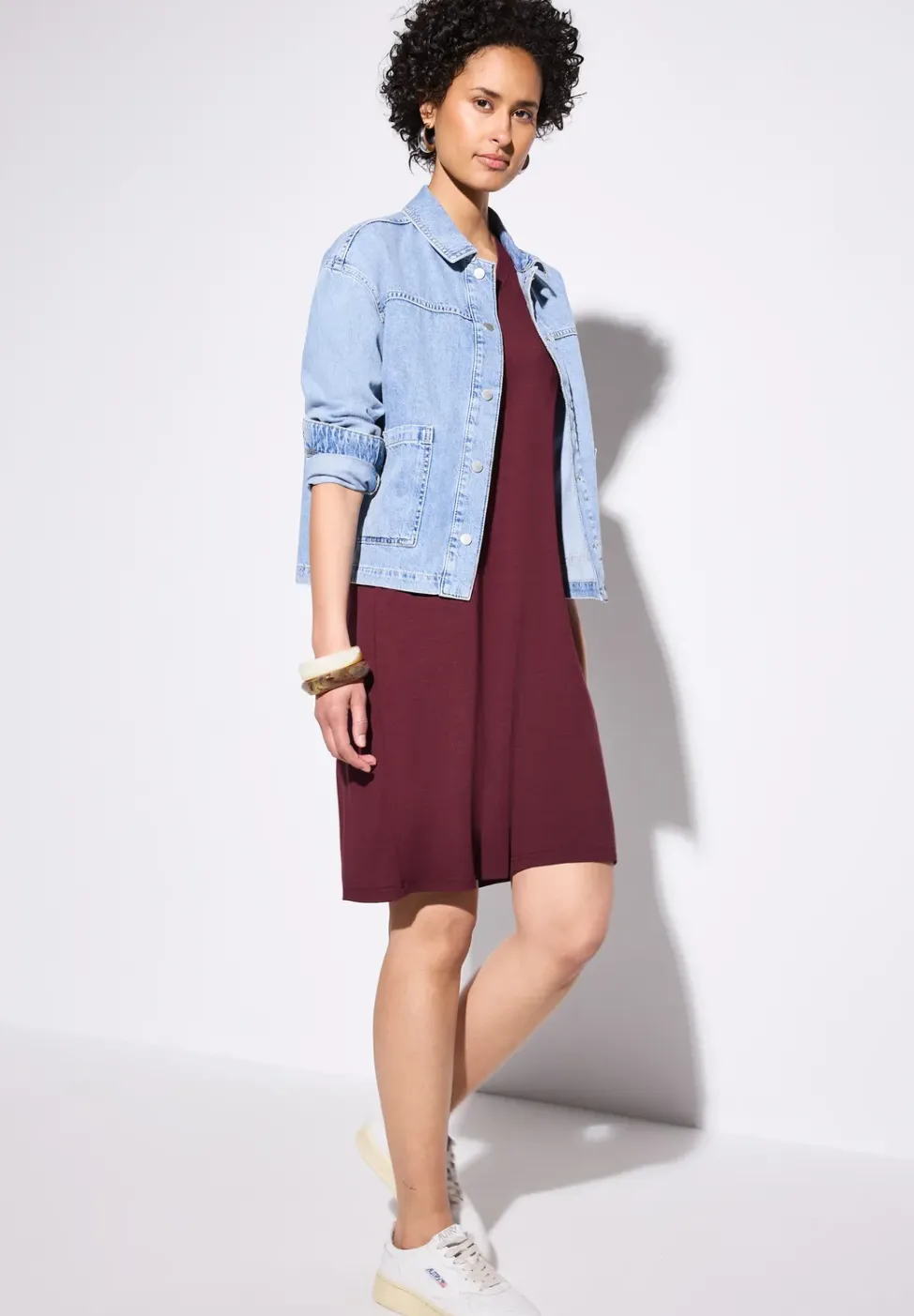 Jersey-Kleid in Unifarbe