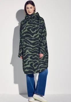 Kapuzen-Poncho mit Print