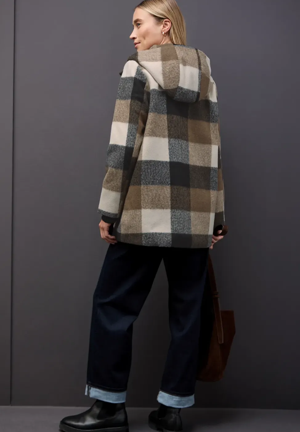 Karierte Jacke mit Kapuze
