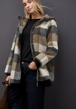 Karierte Jacke mit Kapuze