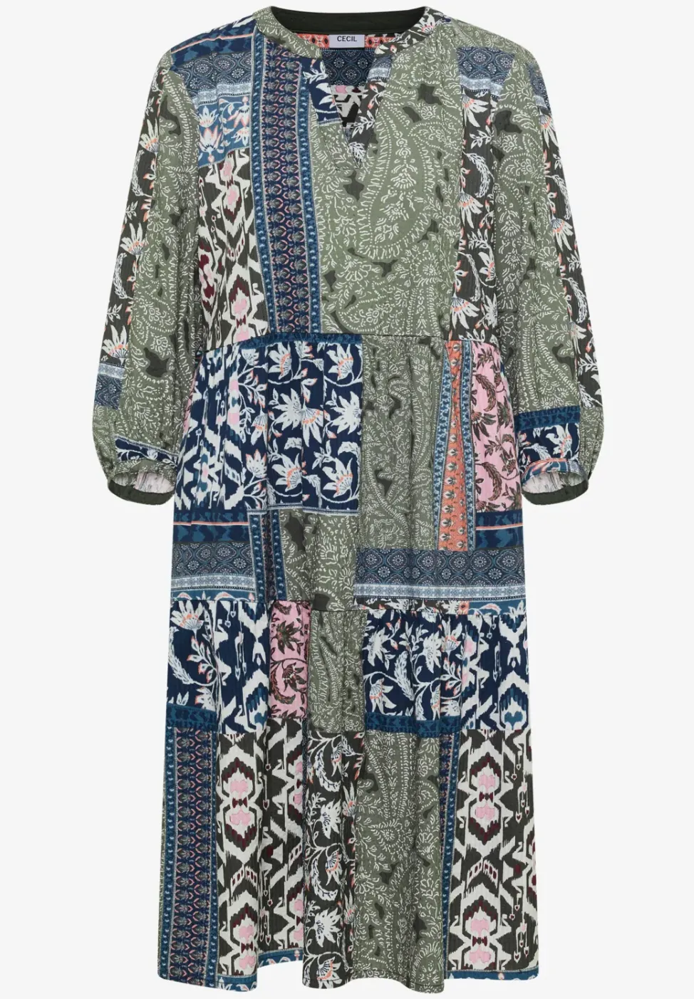 Knielanges Kleid in Seersuckerqualität