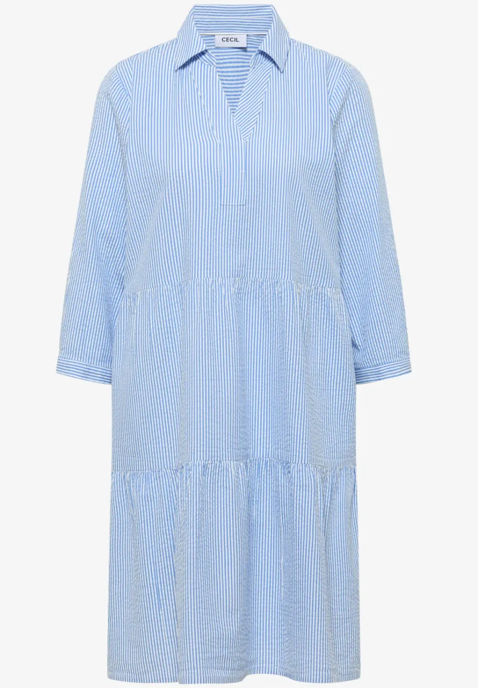 Knielanges Kleid in Seersuckerqualität