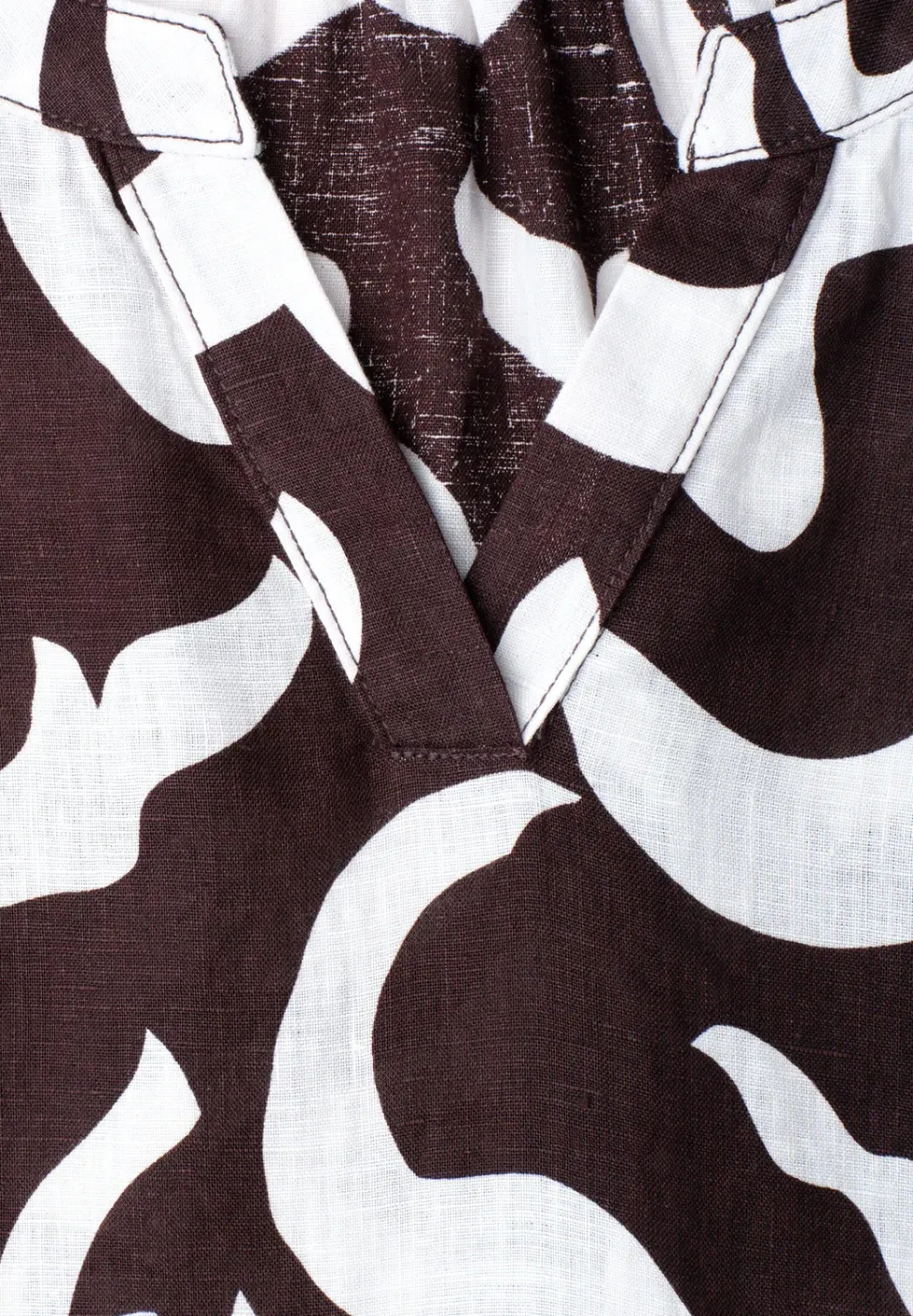 Knielanges Kleid mit Split Neck aus Leinen