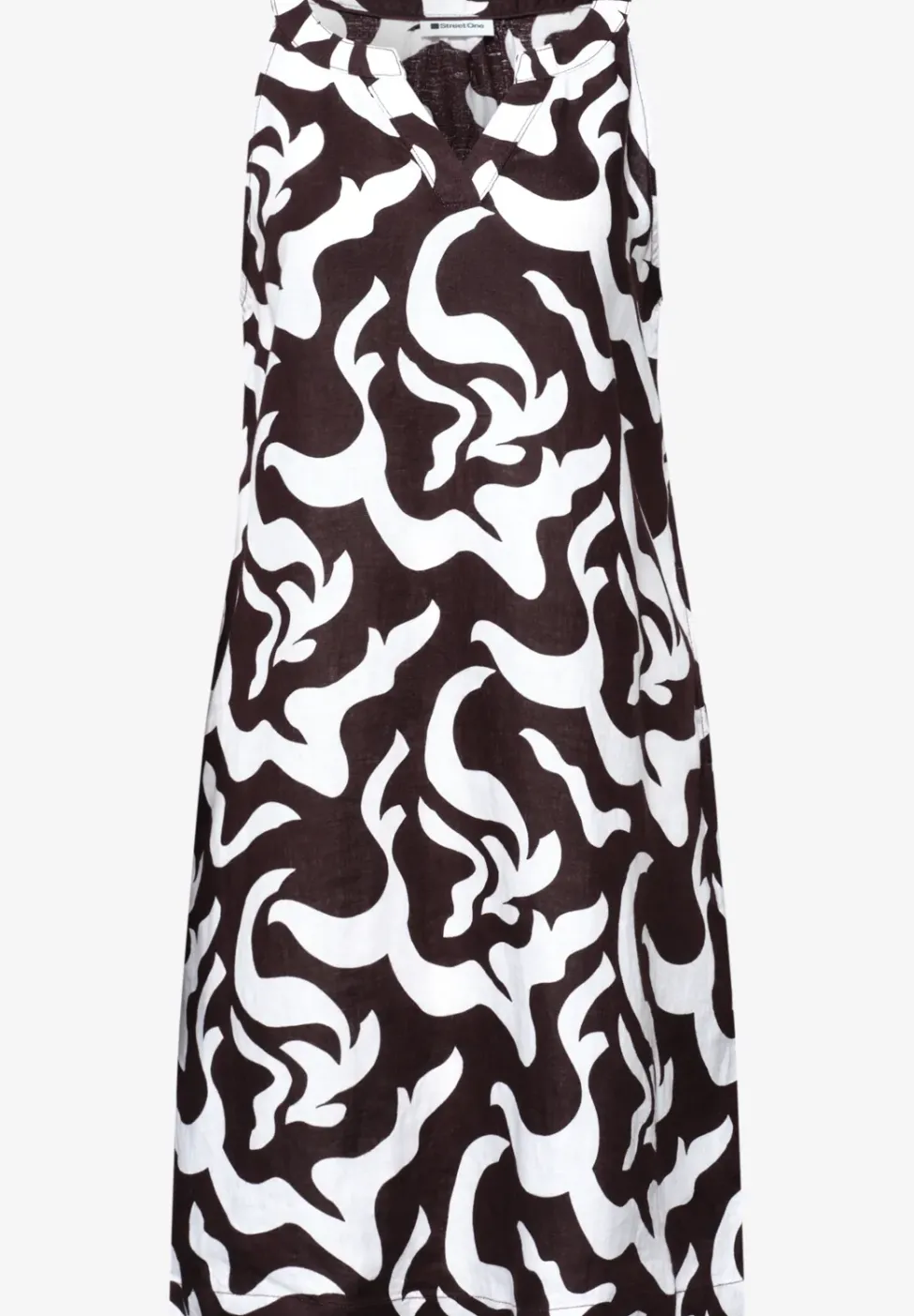 Knielanges Kleid mit Split Neck aus Leinen