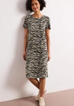 Knielanges Kleid mit Zebra-Print