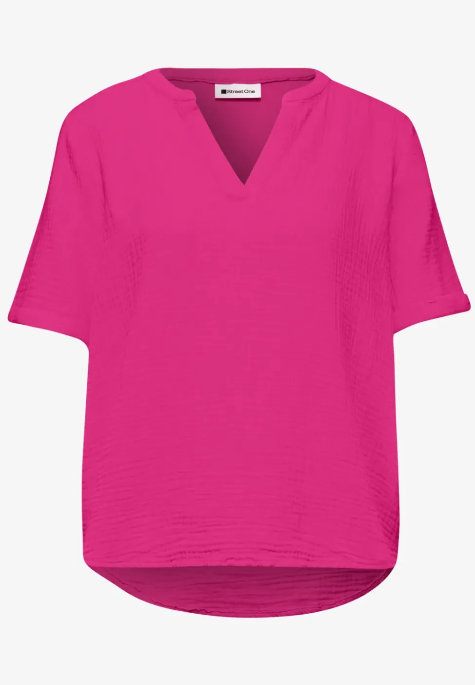 Kurzarm Bluse in Musselinqualität mit Turn-Up
