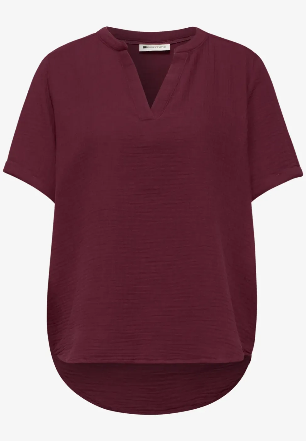 Kurzarm Bluse in Musselinqualität mit Turn-Up