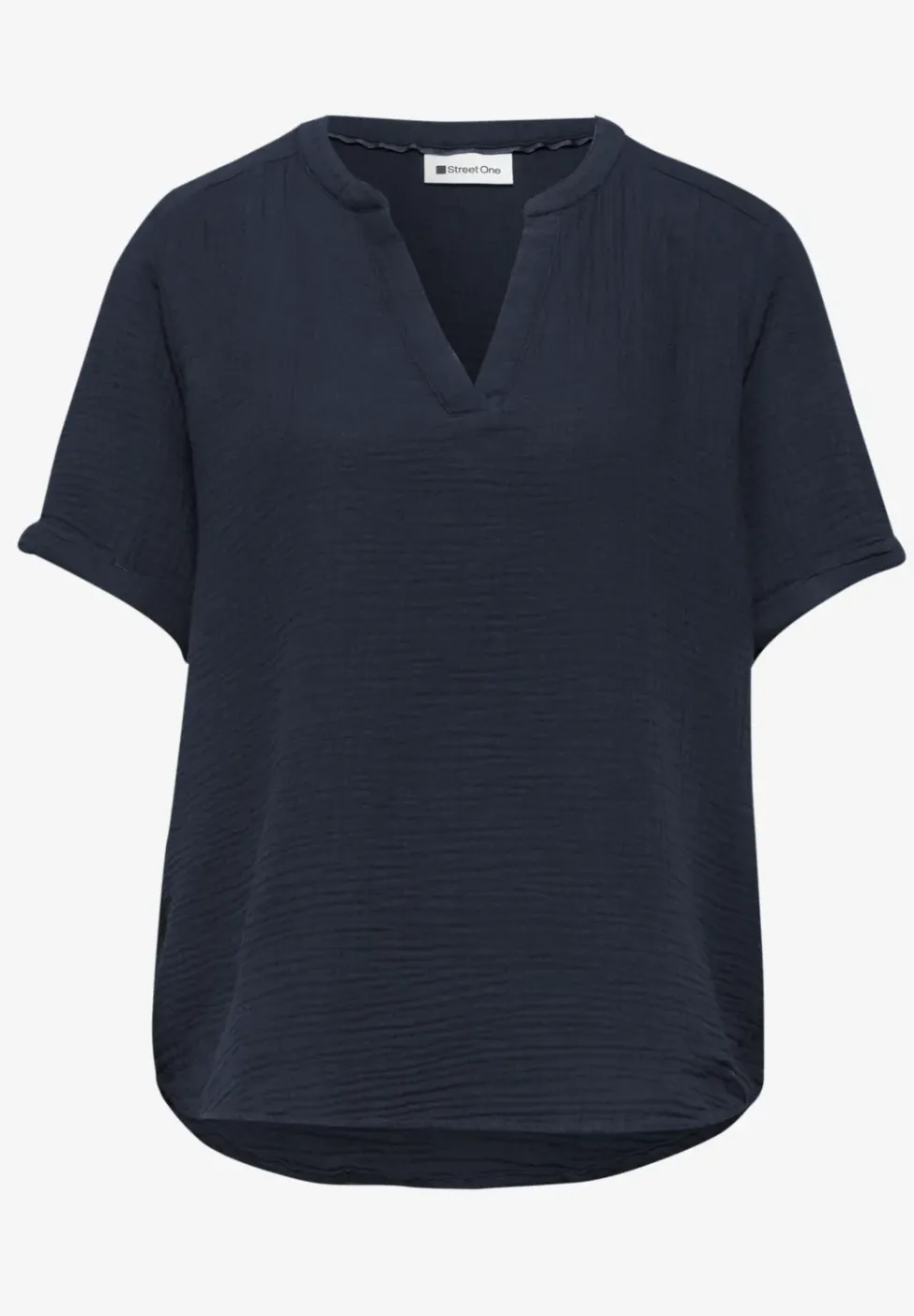 Kurzarm Bluse in Musselinqualität mit Turn-Up
