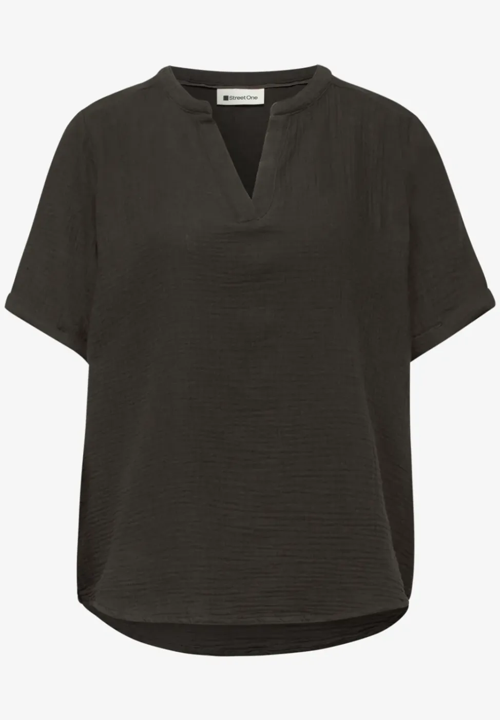 Kurzarm Bluse in Musselinqualität mit Turn-Up
