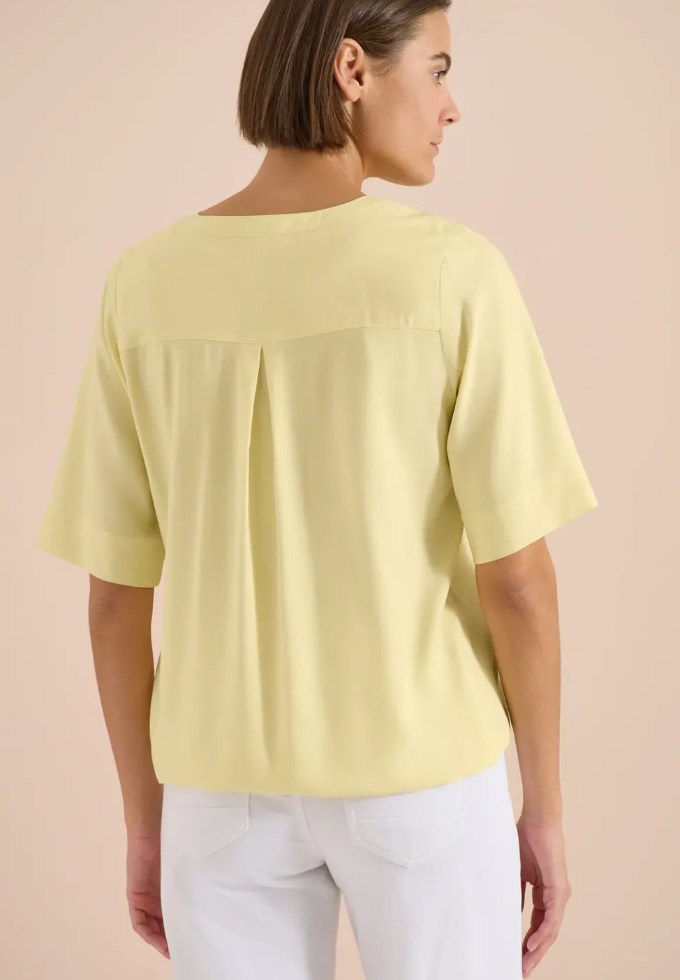 Kurzarm Bluse mit Split Neck