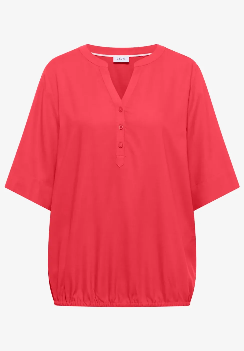Kurzarm Bluse mit Split Neck