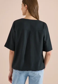 Kurzarm Bluse mit Split Neck