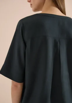 Kurzarm Bluse mit Split Neck