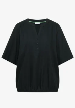 Kurzarm Bluse mit Split Neck