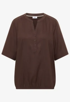 Kurzarm Bluse mit Split Neck