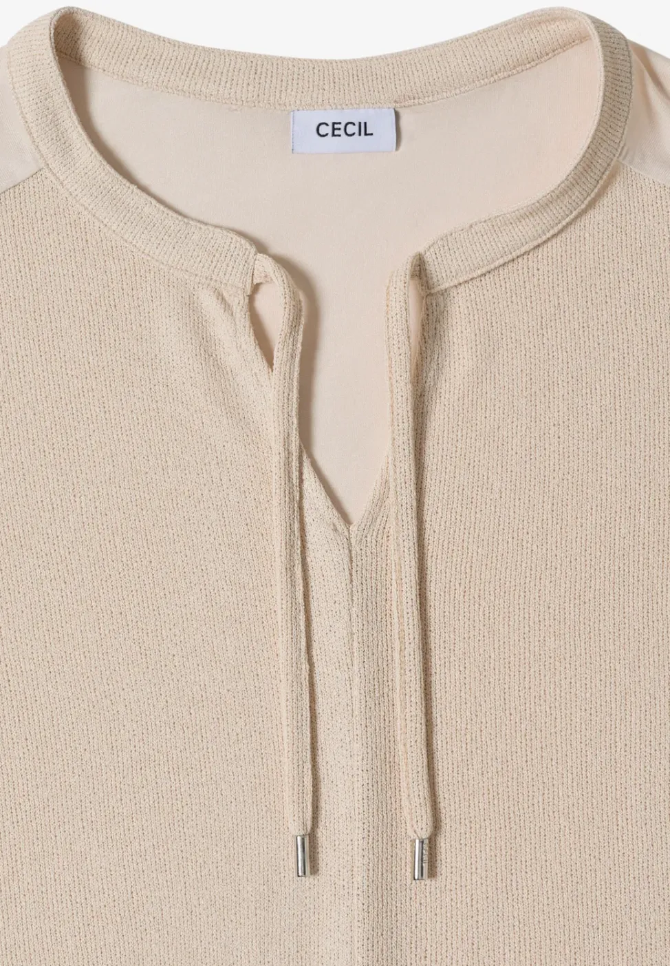 Kurzarm Bluse mit Split Neck und Bändern