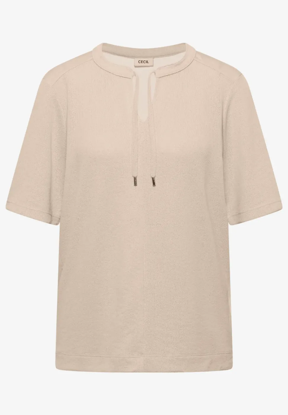 Kurzarm Bluse mit Split Neck und Bändern