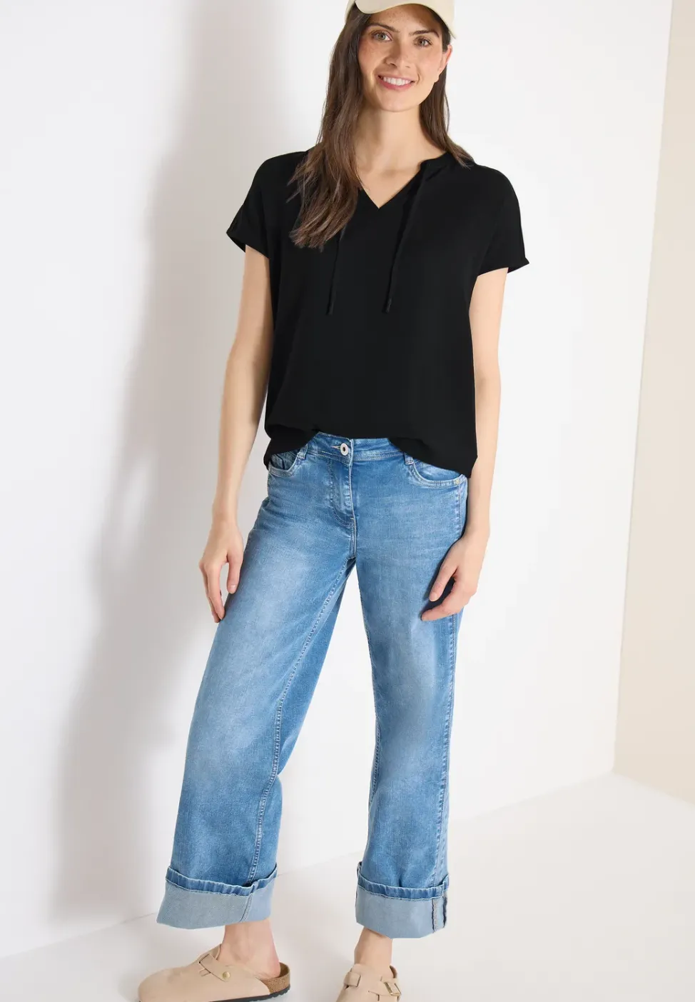 Kurzarm Bluse mit Strukturmix