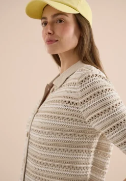 Kurzarm Cardigan mit Polokragen