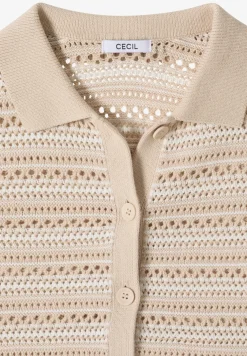 Kurzarm Cardigan mit Polokragen