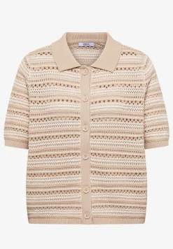 Kurzarm Cardigan mit Polokragen