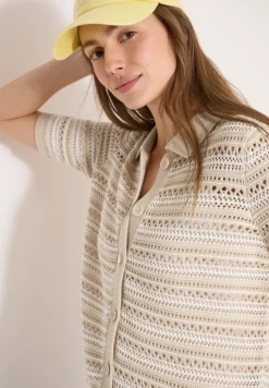 Kurzarm Cardigan mit Polokragen