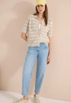 Kurzarm Cardigan mit Polokragen