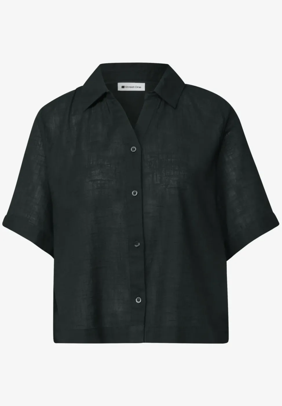 Kurzarm Hemdbluse in Unifarbe