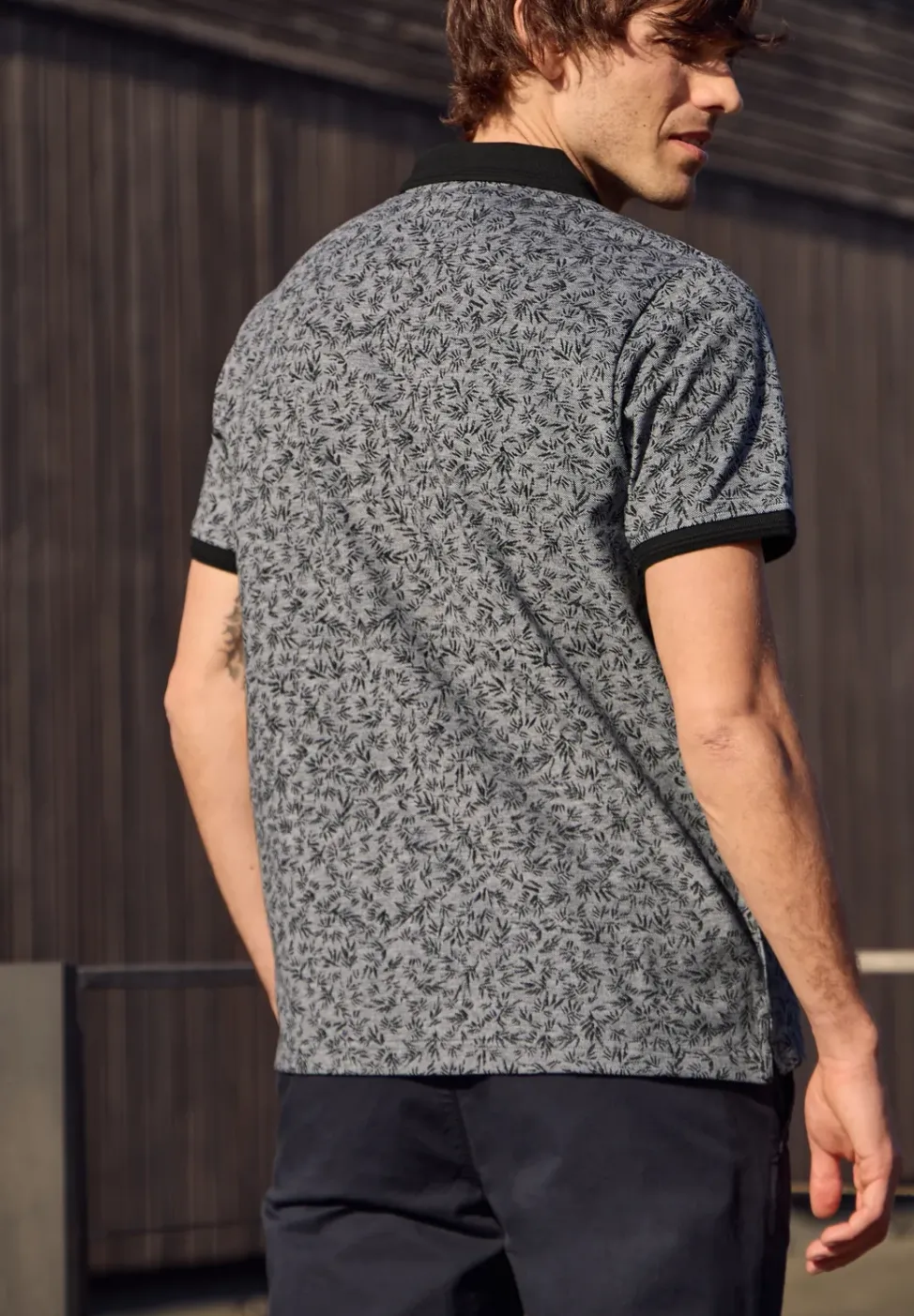 Kurzarm Oxford Poloshirt mit Print