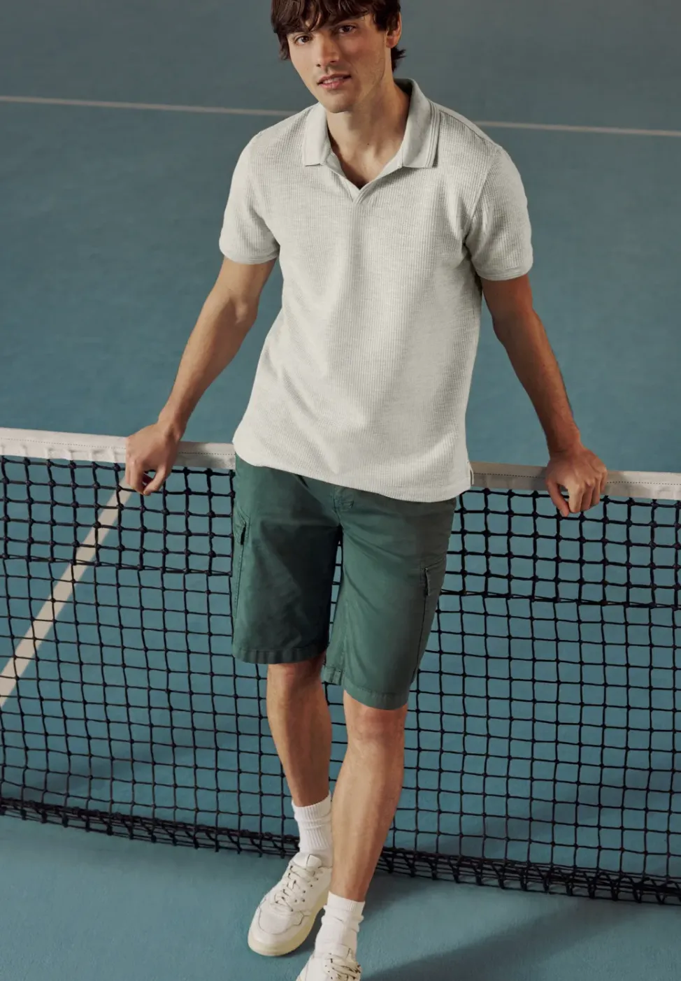 Kurzarm Poloshirt mit feiner Struktur