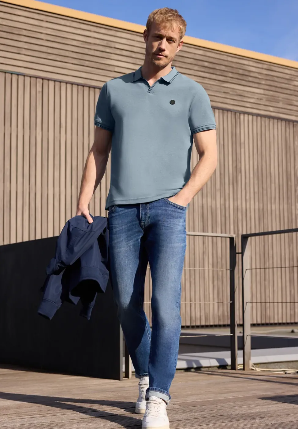Kurzarm Poloshirt mit Struktur