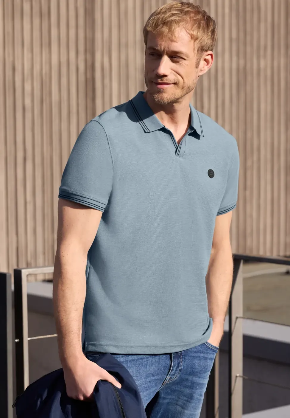 Kurzarm Poloshirt mit Struktur