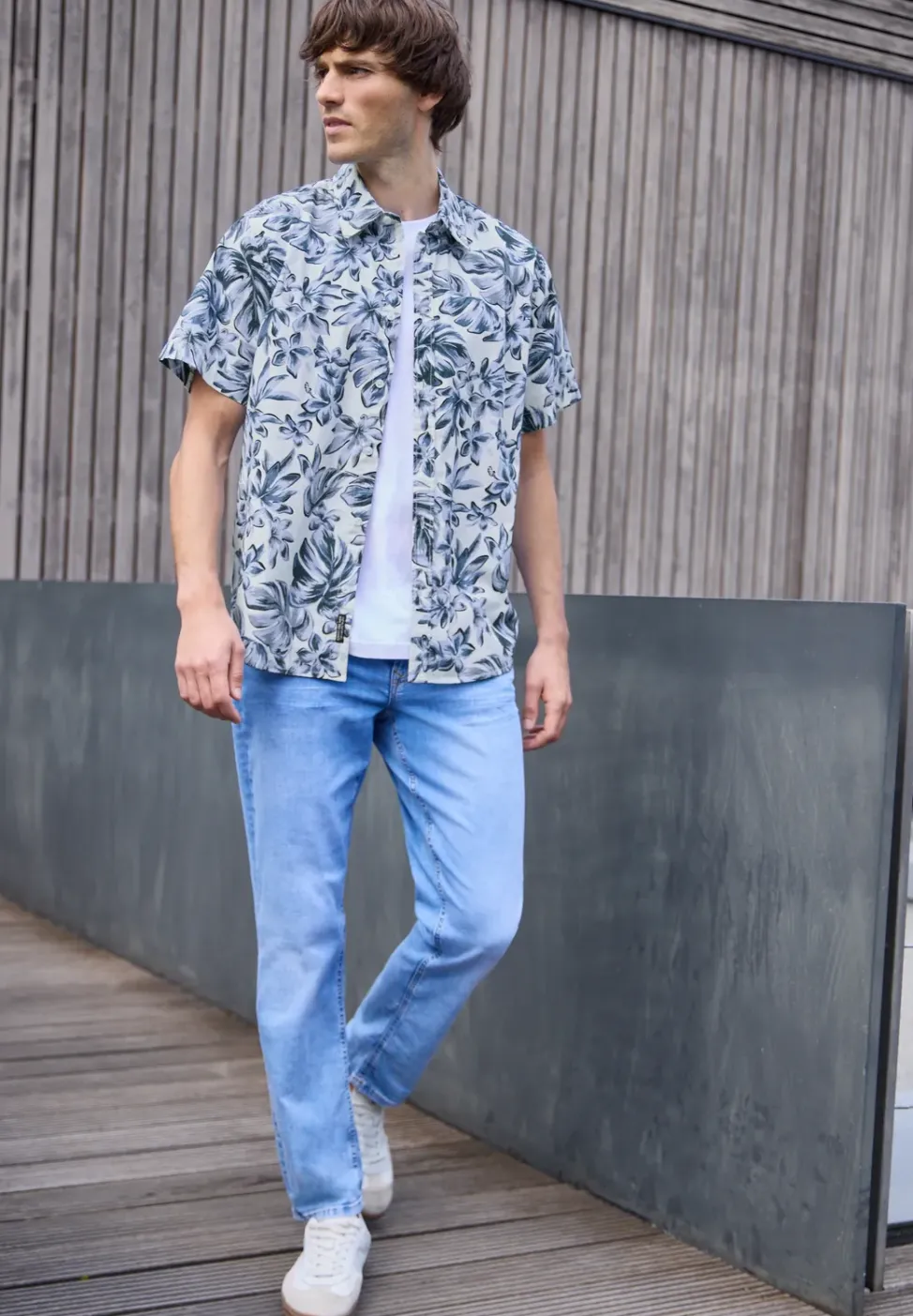 Kurzarm Popeline Hemd mit Print