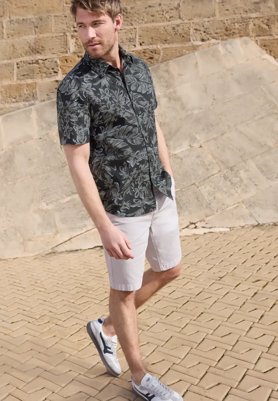 Kurzarm Popeline Hemd mit Print