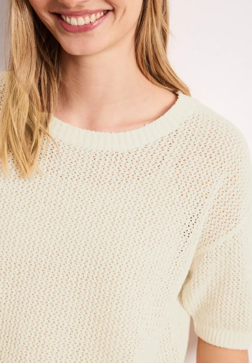 Kurzarm Pullover mit Mesh-Struktur