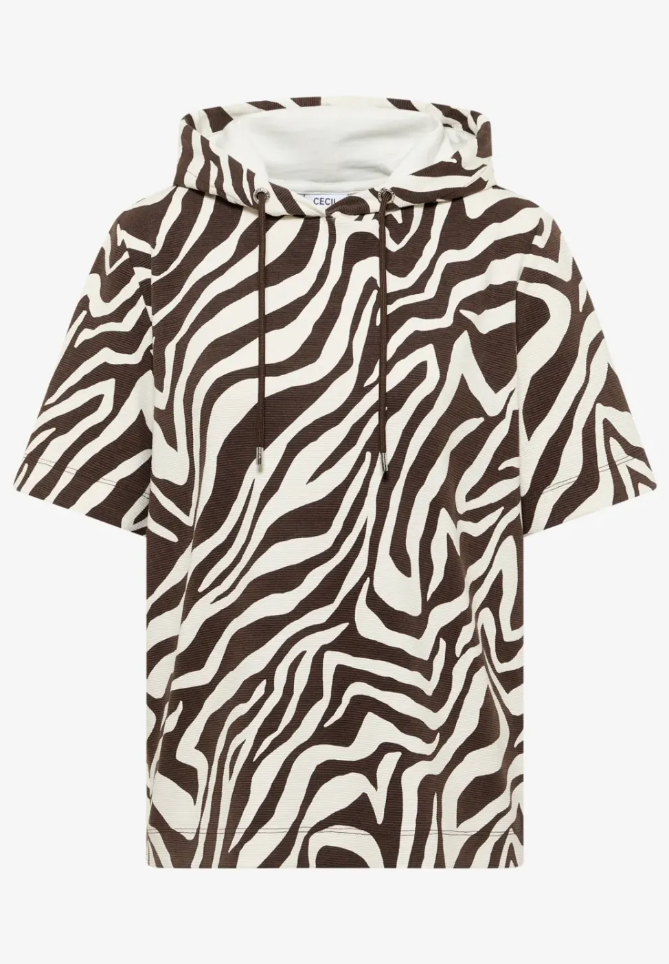 Kurzarm Shirt mit Kapuze und Struktur