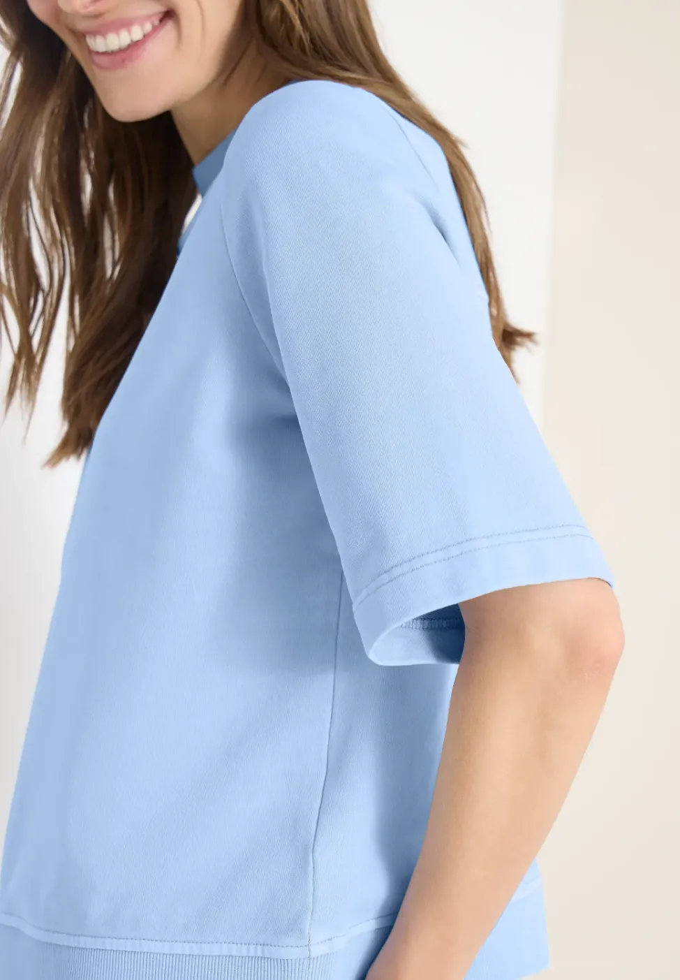 Kurzarm Sweatshirt im Garment dye Look