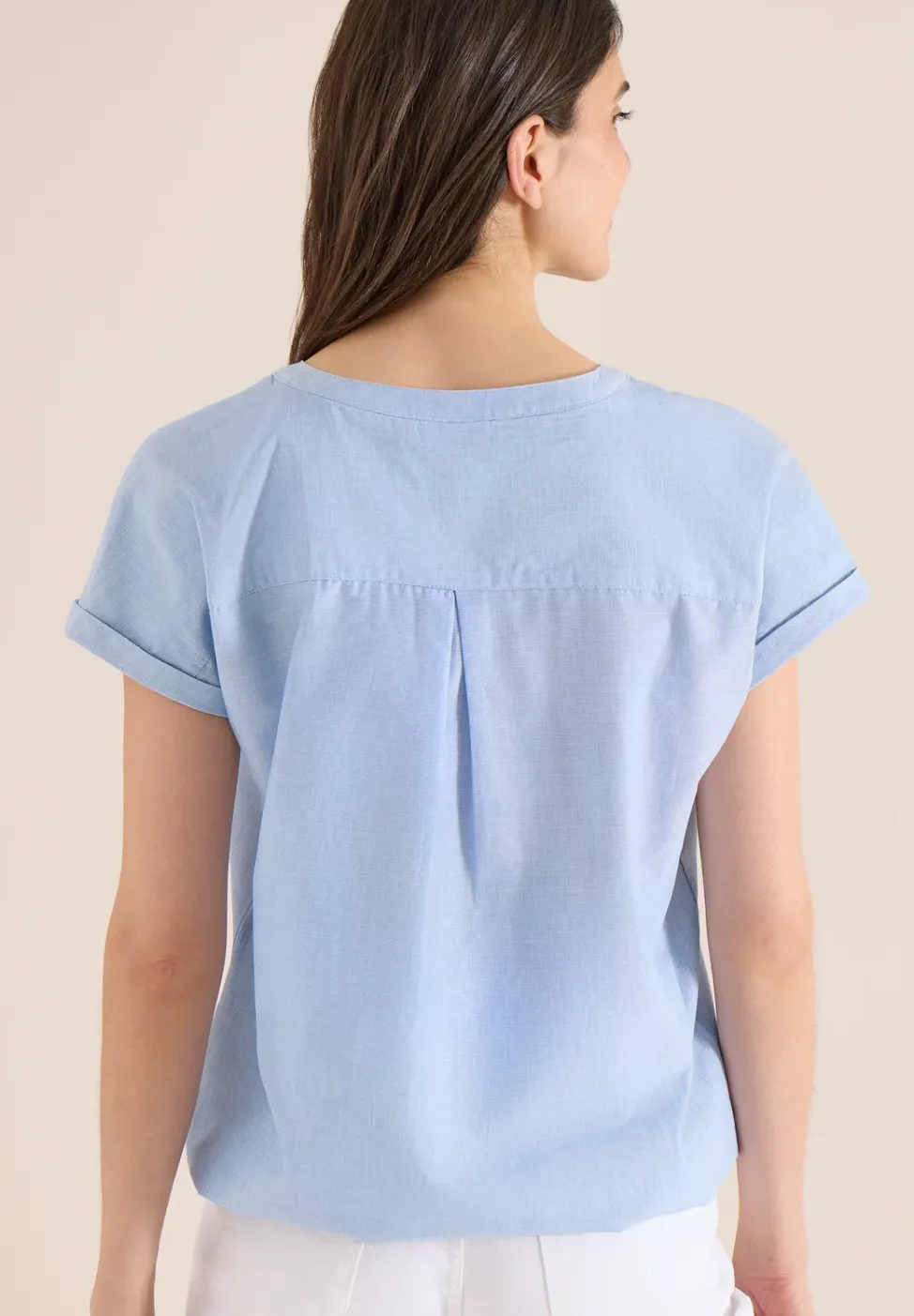 Kurzarm Bluse in Chambrayqualität