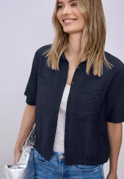 Kurzarm Bluse mit Elastiksaum