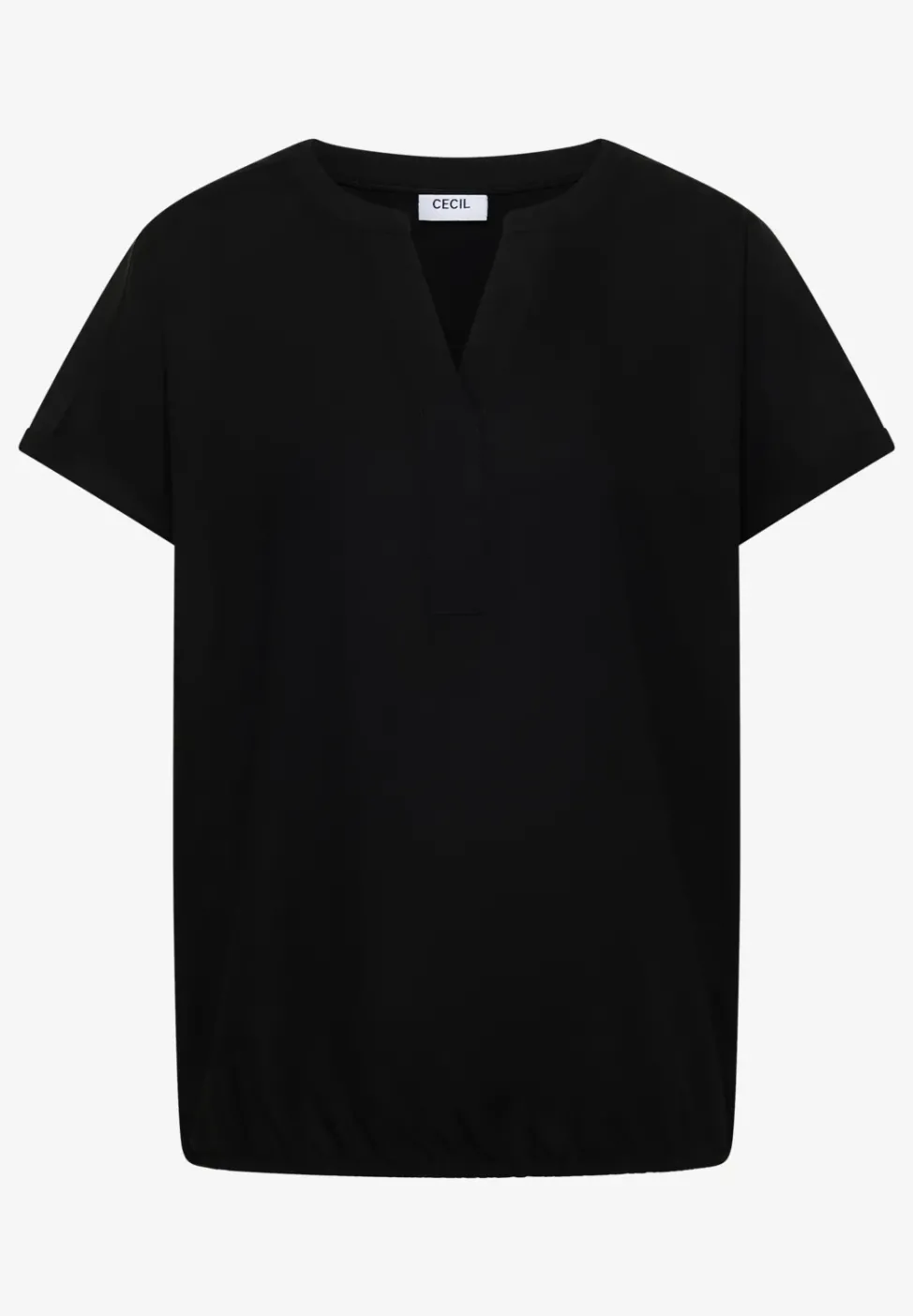Kurzarm Bluse mit Split Neck
