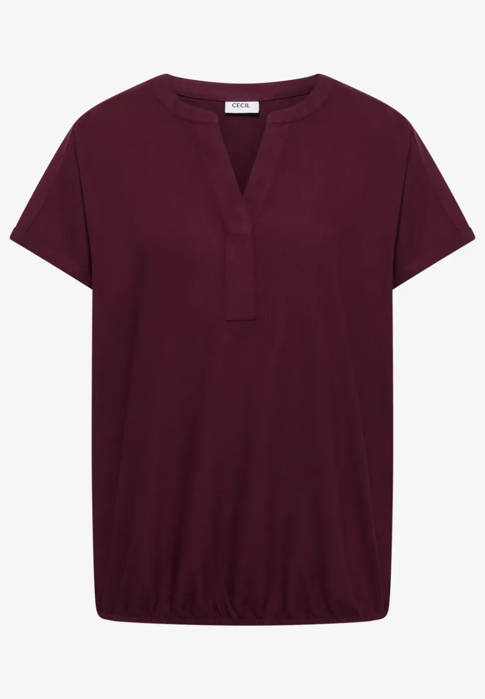 Kurzarm Bluse mit Split Neck