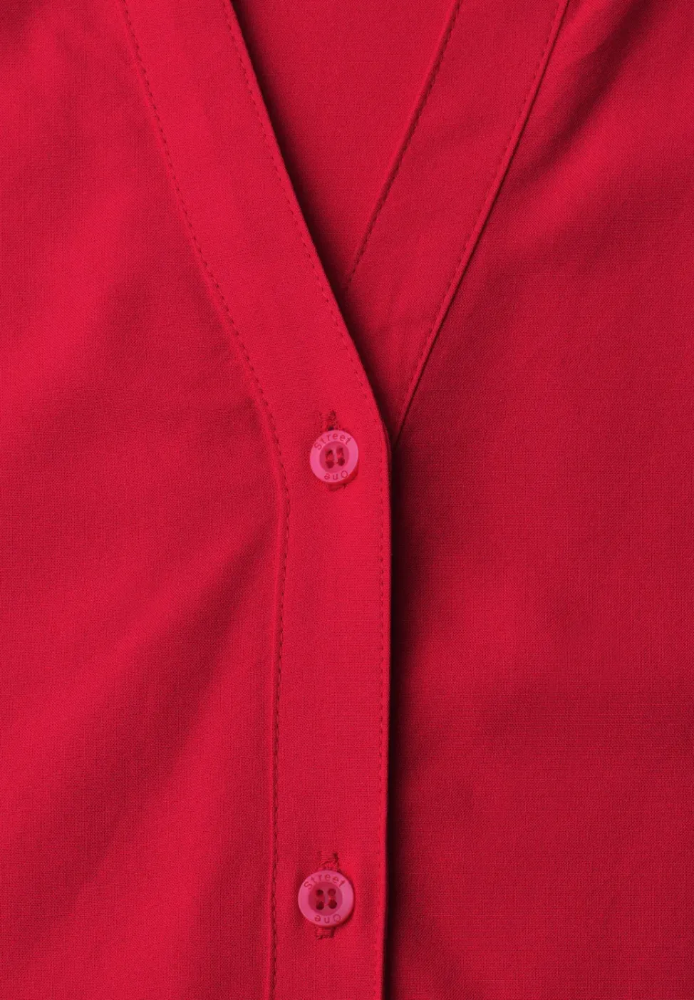 Kurzarm Bluse mit Split Neck und Knöpfen