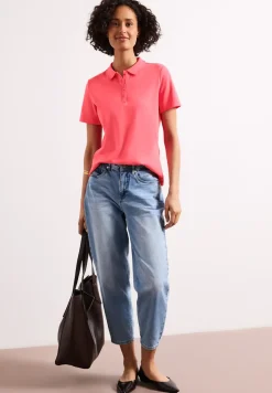 Kurzarm Poloshirt in Rippstruktur