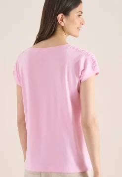 Kurzarm Shirt mit Boatneck und Raffung