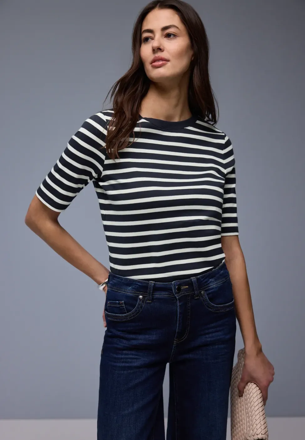 Kurzarm T-Shirt mit Streifenmuster