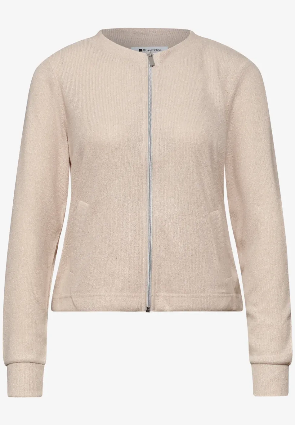 Langarm Jacke im Strick-Look mit Zipper